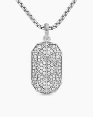 Faceted Amulet in Sterling Silver with Diamonds, 36.3mm