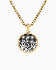 Water and Fire Duality Amulet in Sterling Silver with 18K Yellow Gold, 24mm