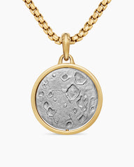 Earth and Moon Duality Amulet in Sterling Silver with 18K Yellow Gold, 24mm