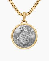 Earth and Moon Duality Amulet in Sterling Silver with 18K Yellow Gold, 24mm