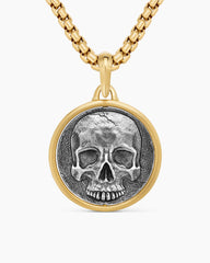 Life and Death Duality Amulet in Sterling Silver with 18K Yellow Gold, 24mm