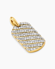 Sculpted Cable Tag in 18K Yellow Gold with Diamonds, 27mm