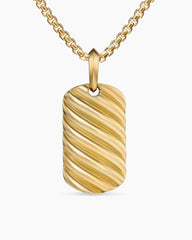 Sculpted Cable Tag in 18K Yellow Gold, 27mm