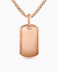 Sculpted Cable Tag in 18K Rose Gold with Cognac Diamonds, 27mm