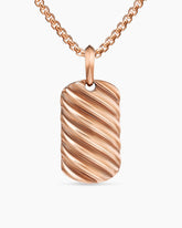 Sculpted Cable Tag in 18K Rose Gold, 27mm