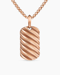 Sculpted Cable Tag in 18K Rose Gold, 27mm