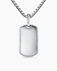 Sculpted Cable Tag in 18K White Gold, 27mm