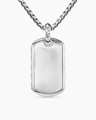 Sculpted Cable Tag in 18K White Gold with Diamonds, 27mm