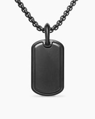 Sculpted Cable Tag in Black Titanium with Black Diamonds, 27mm