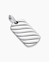 Sculpted Cable Tag in Sterling Silver, 27mm