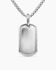 Sculpted Cable Tag in Sterling Silver with Diamonds, 27mm
