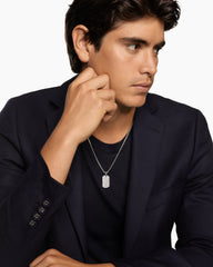 Sculpted Cable Tag in Sterling Silver with Diamonds, 27mm