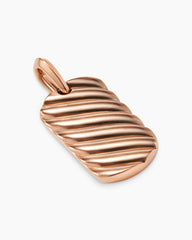 Sculpted Cable Tag in 18K Rose Gold, 35mm