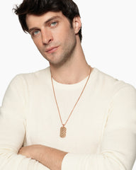 Sculpted Cable Tag in 18K Rose Gold with Cognac Diamonds, 35mm