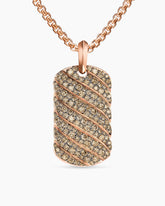 Sculpted Cable Tag in 18K Rose Gold with Cognac Diamonds, 35mm