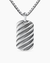 Sculpted Cable Tag in 18K White Gold, 35mm