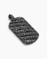 Sculpted Cable Tag in Black Titanium with Black Diamonds, 35mm