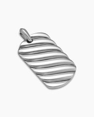 Sculpted Cable Tag in Sterling Silver, 42mm