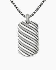 Sculpted Cable Tag in Sterling Silver, 42mm