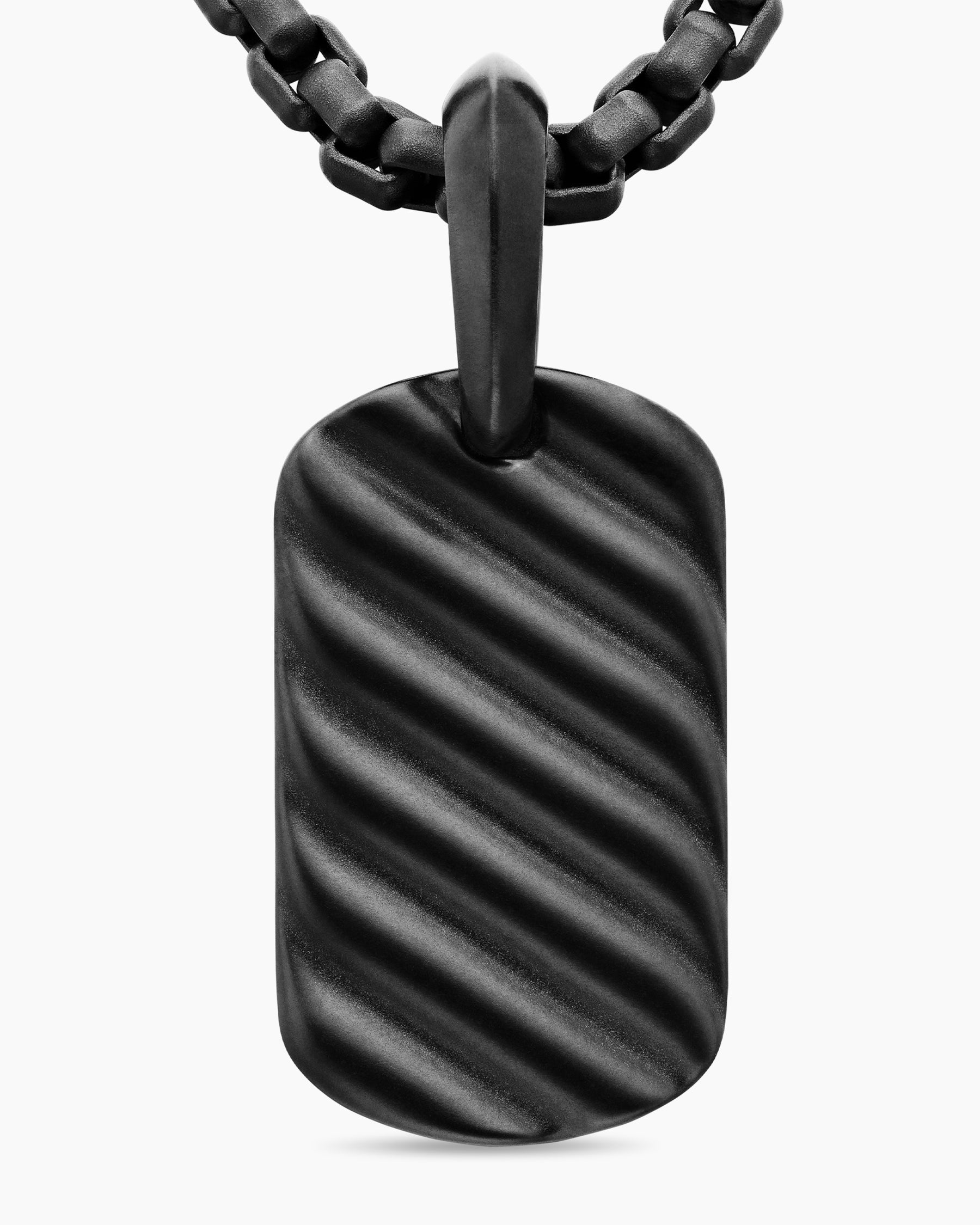 Sculpted Cable Tag in Black Titanium, 21mm