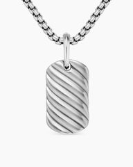 Sculpted Cable Tag in Sterling Silver, 21mm