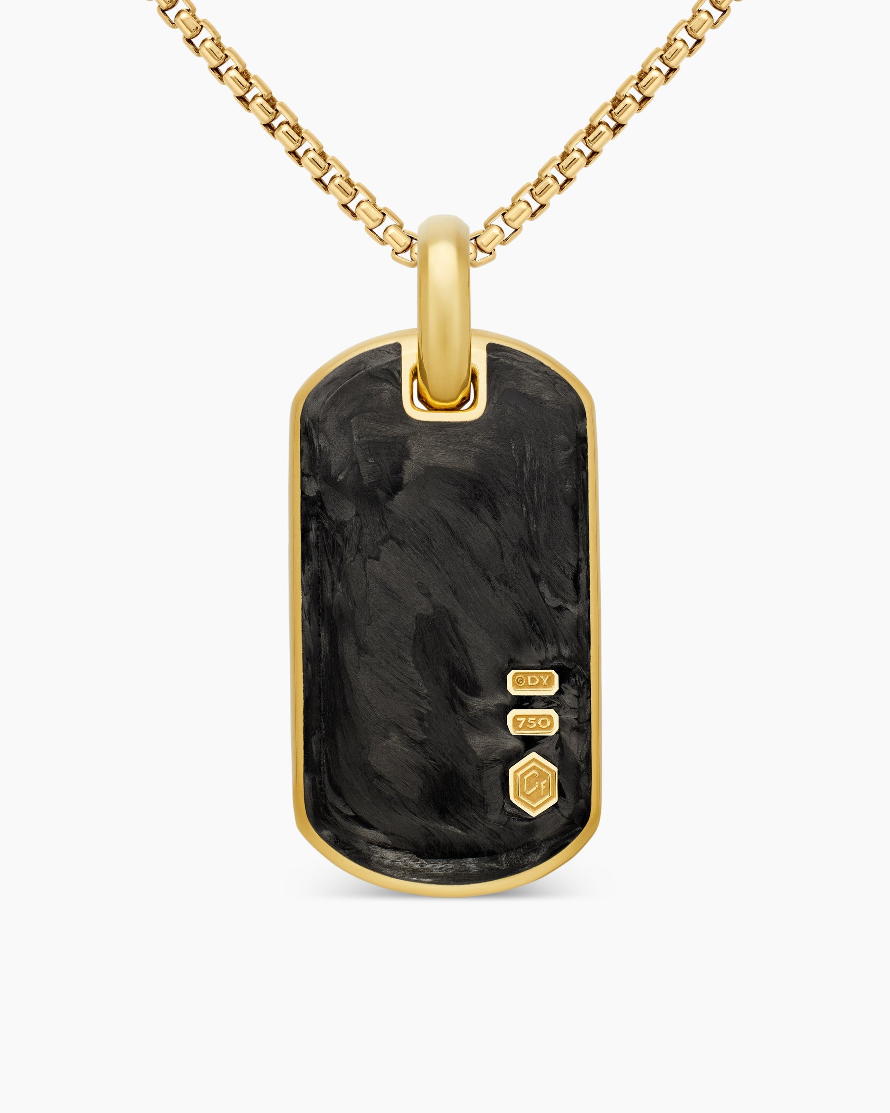 Streamline® Tag in 18K Yellow Gold with Forged Carbon, 35mm