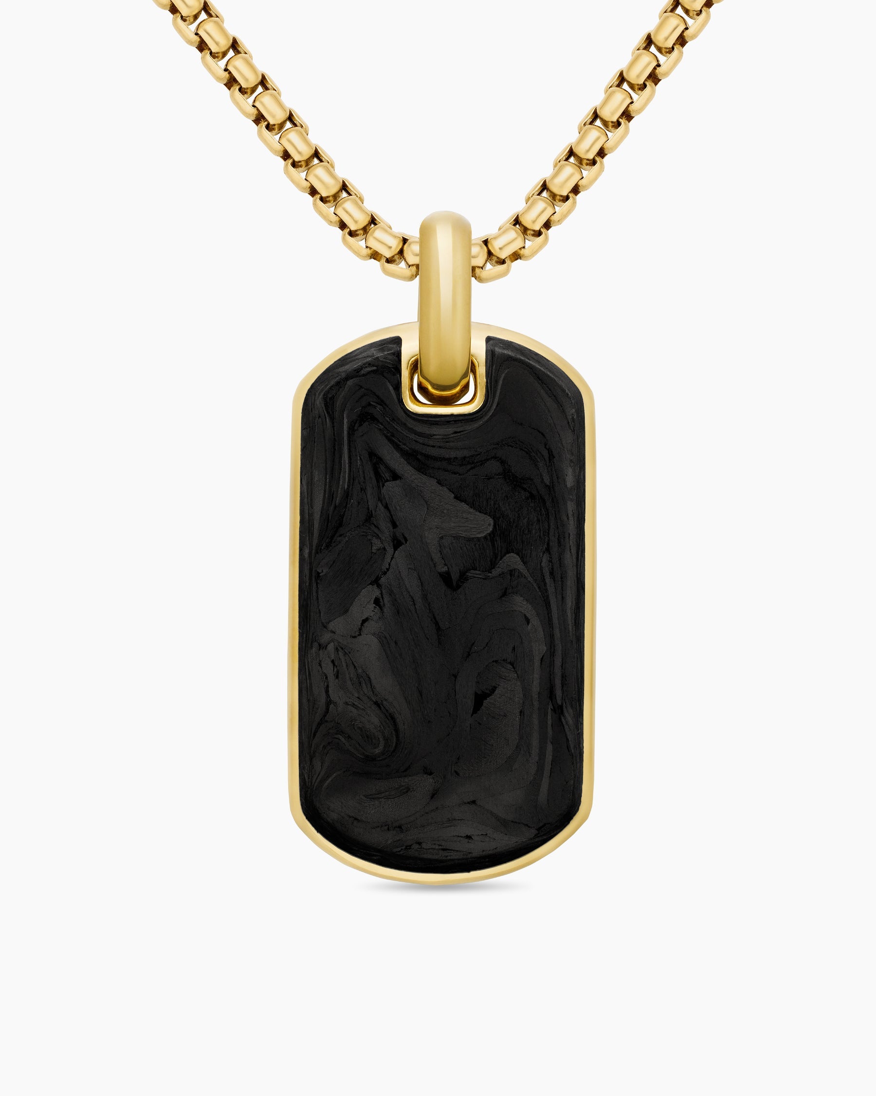 Streamline® Tag in 18K Yellow Gold with Forged Carbon, 35mm