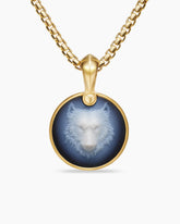 Petrvs® Wolf Amulet in 18K Yellow Gold with Banded Agate, 21mm