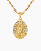 Mary Amulet in 18K Yellow Gold with Diamonds, 20mm