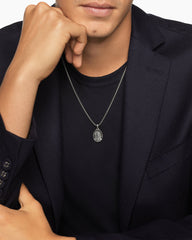 Mary Amulet in Sterling Silver with Black Diamonds, 20mm