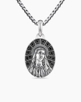 Mary Amulet in Sterling Silver with Black Diamonds, 20mm