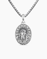 Mary Amulet in Sterling Silver with Diamonds, 20mm