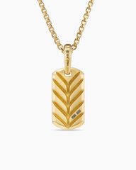 Chevron Tag in 18K Yellow Gold with Black Diamonds, 21mm