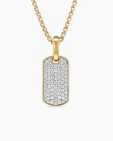 Chevron Tag in 18K Yellow Gold with Diamonds, 21mm