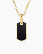 Chevron Tag in 18K Yellow Gold with Black Onyx, 21mm