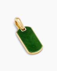 Chevron Tag in 18K Yellow Gold with Nephrite Jade, 21mm