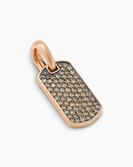 Chevron Tag in 18K Rose Gold with Cognac Diamonds, 21mm