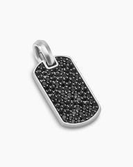 Chevron Tag in Sterling Silver with Black Diamonds, 21mm