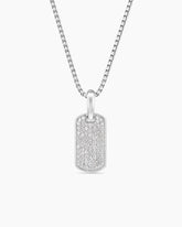 Chevron Tag in Sterling Silver with Diamonds, 21mm