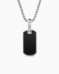 Chevron Tag in Sterling Silver with Black Onyx, 21mm