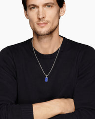 Chevron Tag in Sterling Silver with Lapis Lazuli, 21mm