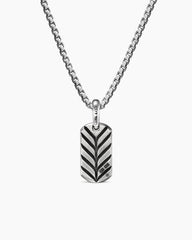 Chevron Tag in Sterling Silver with Meteorite, 21mm