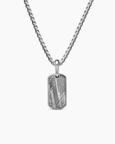 Chevron Tag in Sterling Silver with Meteorite, 21mm