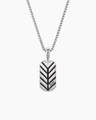 Chevron Tag in Sterling Silver with Malachite, 21mm