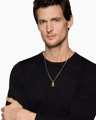 Chevron Tag in Sterling Silver with Tiger's Eye, 21mm