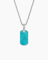 Chevron Tag in Sterling Silver with American Turquoise, 21mm