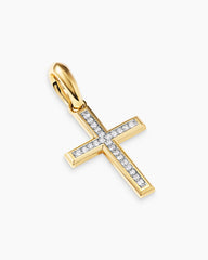 Cross Pendant in 18K Yellow Gold with Diamonds, 24mm