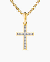 Cross Pendant in 18K Yellow Gold with Diamonds, 24mm