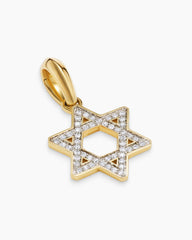 Star of David Pendant in 18K Yellow Gold with Diamonds, 19mm