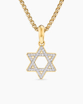 Star of David Pendant in 18K Yellow Gold with Diamonds, 19mm